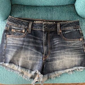 American Eagle blue denim distressed shorts